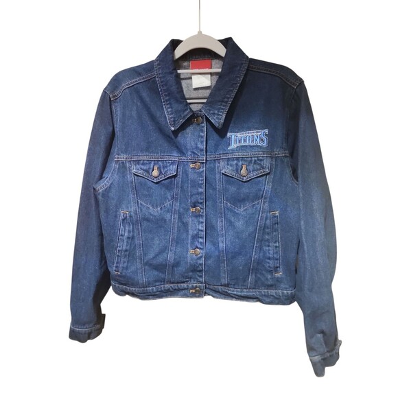 Reebok Tennessee Titans Women’s Denim Jacket Blue NFL Team Logo Size M - Picture 1 of 8